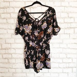 M Fasis Floral Print Cold Shoulder Bohemian Romper